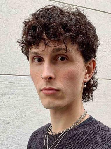 8" Short Brown Layered Lace Wig for Men