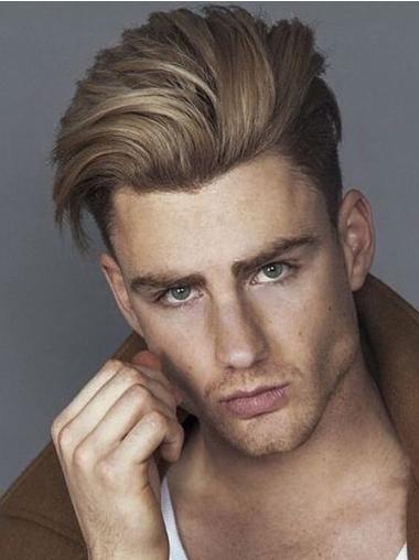 Blonde Straight Human Hair Cropped Men Wigs UK