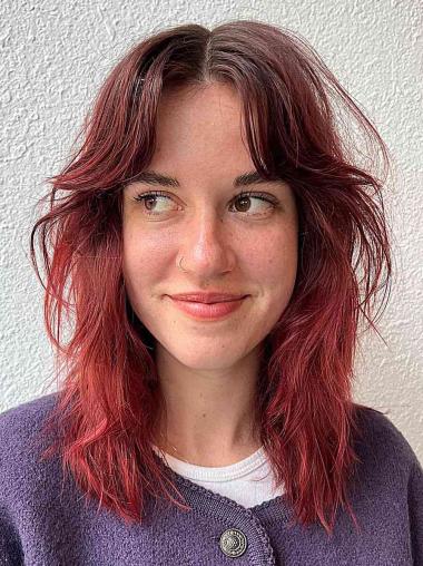 Red Synthetic Wig 14inch Shoulder Length Layered Design