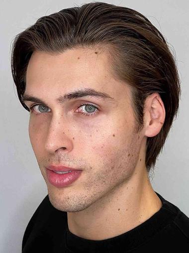 Mens Brown Straight Lace Front Wigs Short Style