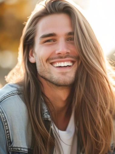 Blonde Straight Synthetic Wigs for Men Available UK