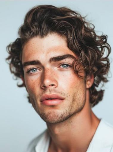 Blonde Curly Wig for Older Men Without Bangs