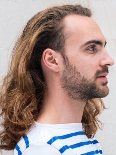 Blonde Long Curly Remy Human Hair Wigs for Men