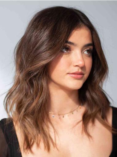 Human Hair 14inch Ombre Lace Front Wigs Wavy, Shoulder Length No Bangs