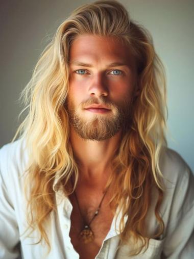 Blonde Long Curly Synthetic Wig for Men