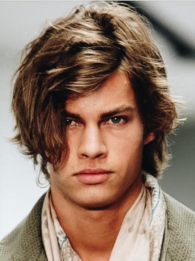 Mens Brown Wavy  8" Synthetic Hair Wig for Sale