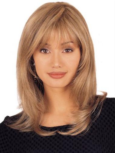 Layered Blonde Lace Front Wig Shoulder Length, Human Hair Easy Style