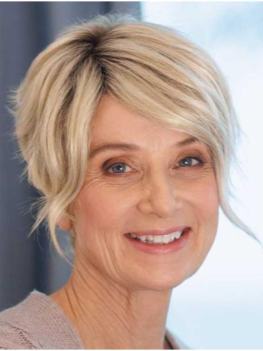 Blonde Short Straight Boycut Older Women Synthetic Wigs