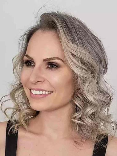 Blonde Curly Synthetic Wig 12" Shoulder Length Without Bangs
