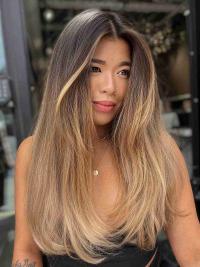 Long Synthetic Wig 18" Straight Ombre Without Bangs