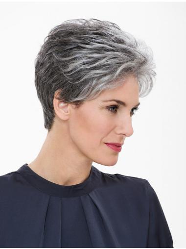 Short Straight Dark Grey Wig for Everyday Wear