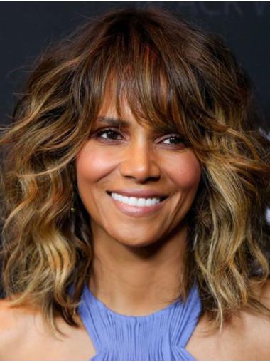 Synthetic Lace Front Shoulder Length Wig with Bangs
