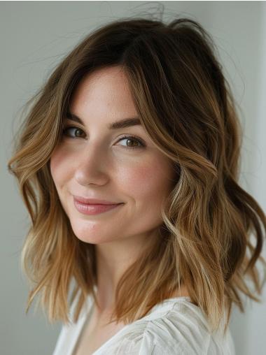 Synthetic Wig Wavy Shoulder Length Without Bangs
