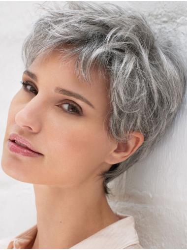 Straight Grey Synthetic Wig – Short Style for Women