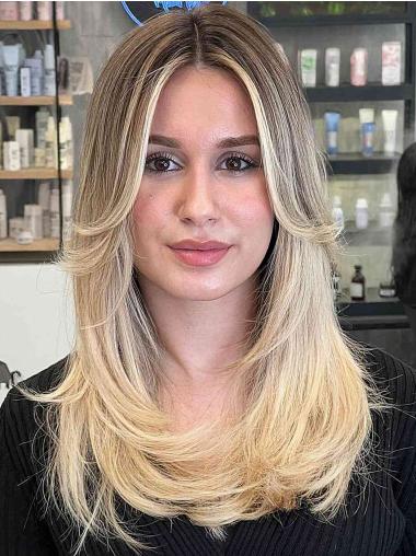 Long Women Blonde Synthetic Wig Straight Layered
