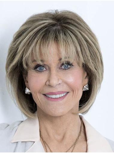 Straight Blonde Bob Synthetic Wigs 12" Chin Length