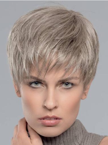 Short Boycut Synthetic Wig 6" Straight Grey Online