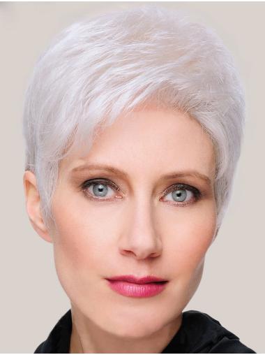 Ladies 8" Grey Wig Capless Cap Short Straight
