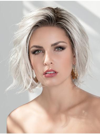 Chin-Length Wavy Bob Wig 100% Hand-Tied for Natural Look