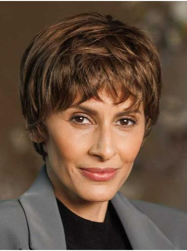 Synthetic Brown Boycut Wigs Short Straight Hair Sale