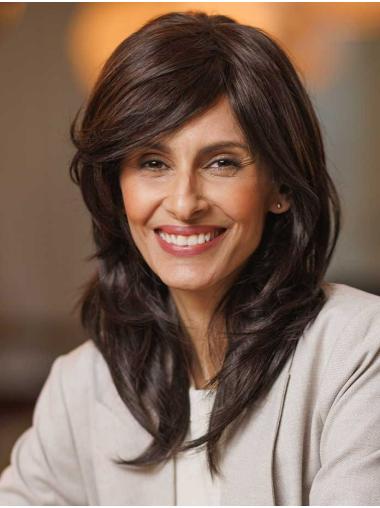 Layered Wavy Brown Wigs Long Synthetic Natural Look