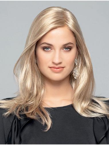 Long Blonde Straight Wig Without Bangs Synthetic Capless Cap