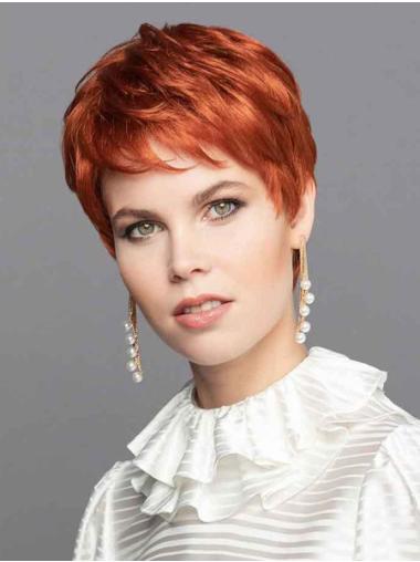 Best Cropped Red Synthetic Straight Lace Front Wigs