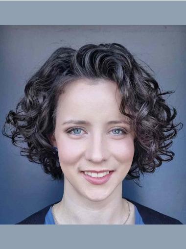 Short Grey 8inch Bob Curly Women Synthetic Wig Cheap