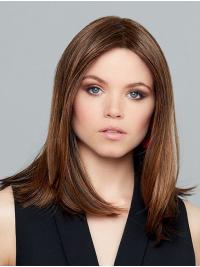 Straight Style Brown Synthetic Medium Wigs Without Bangs