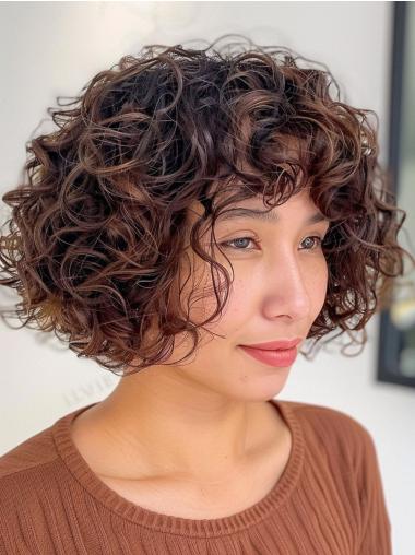 Short 8inch Bob Curly Brown Synthetic Wigs For Women