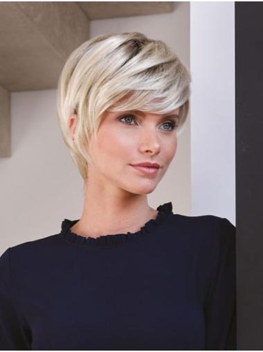 Blonde Straight Synthetic Boycut Wigs Short Soft Lace Front