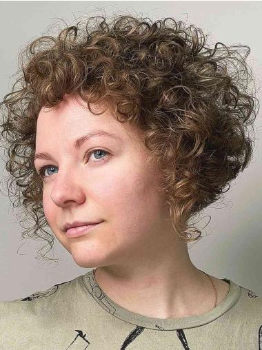 Short Bob Wig Lace Front Blonde Curly Synthetic Hair