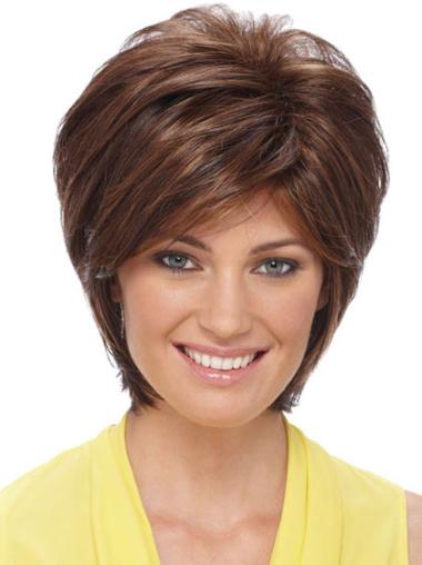 Short Layered Beautiful Synthetic Wigs for Elderly Women