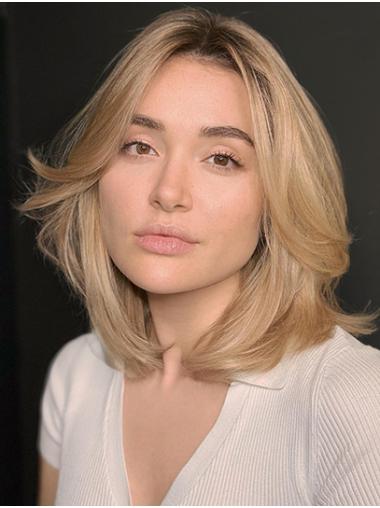 Shoulder Length Layered Blonde Synthetic Wig for Women