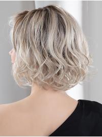 Blonde Synthetic Chin-Length Wavy Bob Haircut Wig