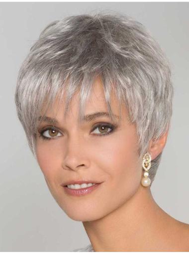 Synthetic Straight Stylish Grey Wigs for Women Sale