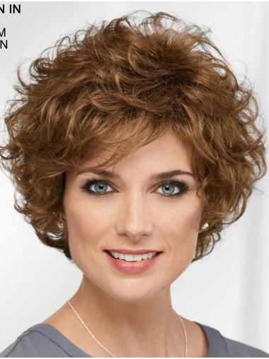 Short Curly Brown Synthetic Wigs - Classic Hairpiece