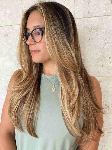 Long 20" Blonde Straight Lace Front Synthetic Wigs