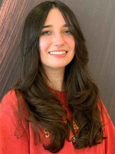 Women Black Wigs Long Wavy Layered Hair UK