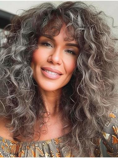 Grey Synthetic Wig Long Curly Style, Capless Design For Comfort