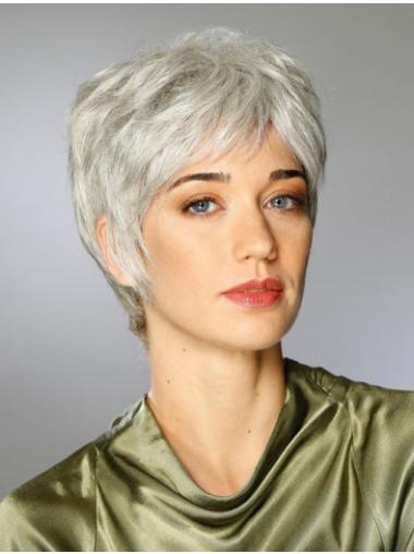 Lace Front Grey Boycut Wig Short Synthetic Hair