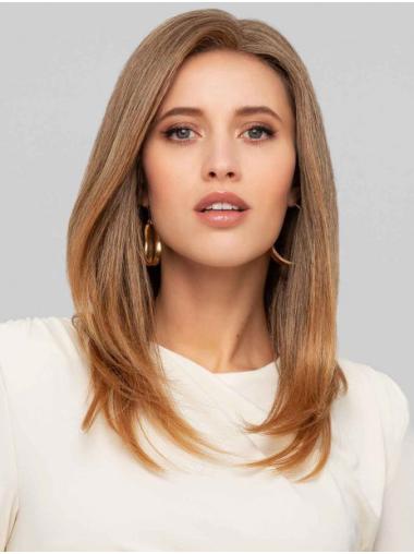 Shoulder Length Blonde Wig Straight, Mono Remy Human Hair
