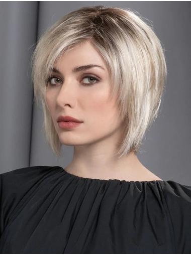 Platinum Blonde Monofilament Bob Wig 10inch Straight Style