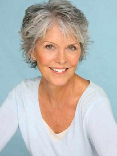 Lightweight Grey Human Hair Wig Straight Layers