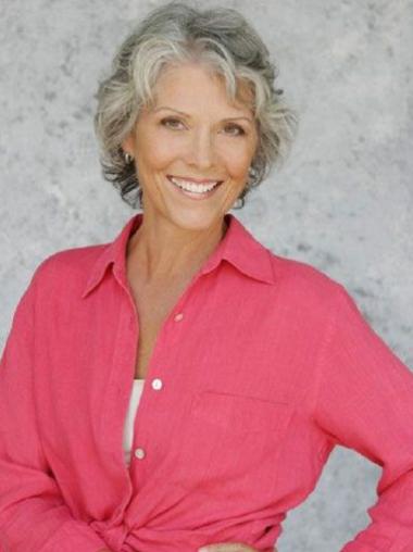 Remy Human Hair Capless Short Grey Curly Wig