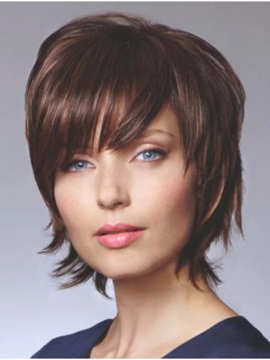 Short Bob Straight Wig for Women 8" Brown Wigs