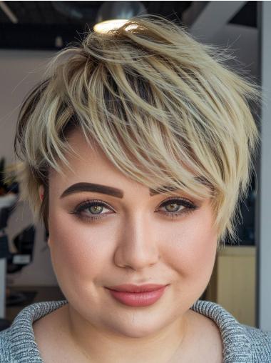 Short Blonde Monofilament Boycut Synthetic Wigs