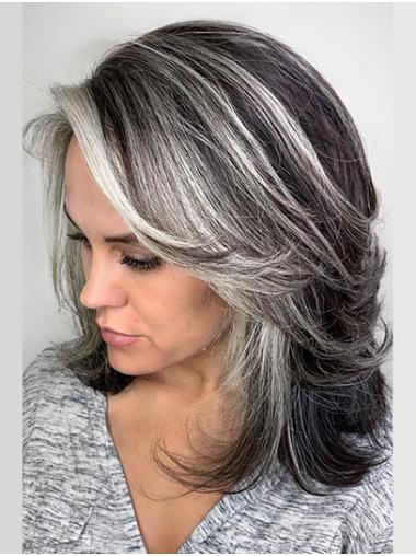 Women Wavy Grey Synthetic Wigs Layered Style