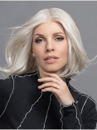 Wavy Bob Monofilament Grey Remy Human Hair Wigs