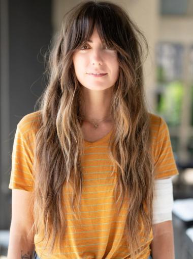 Straight Blonde Synthetic Wig - 24" Length with Bangs